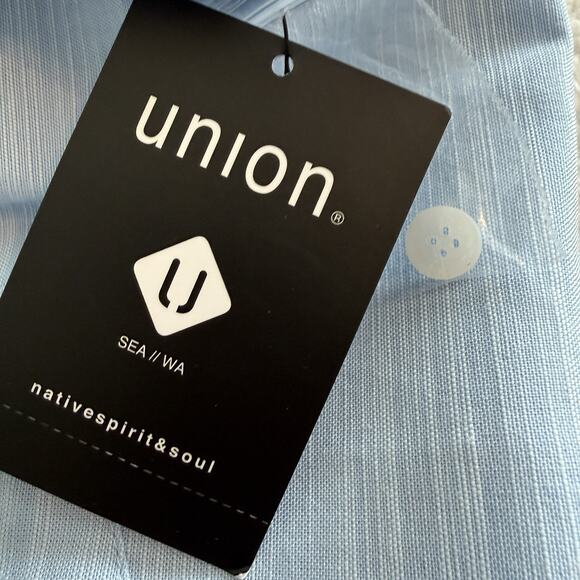 NWT Union Mens Blue XXL Short Sleeve Button Down Shirt Leisure Casual Office - Picture 5 of 14